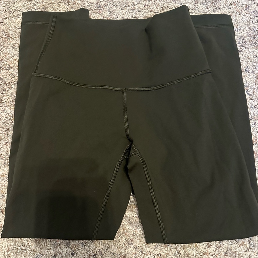 Olive Green Lululemon Wunder Under Cropped Leggings